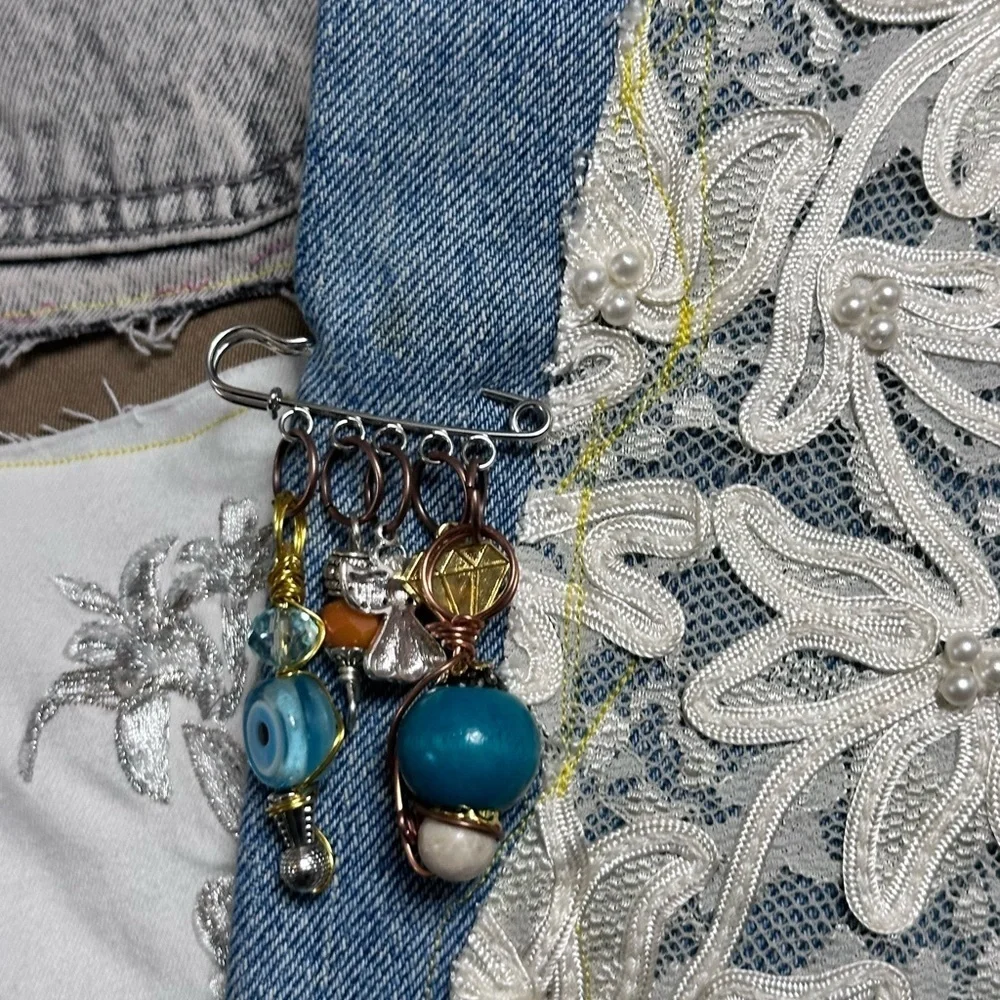 RUBYRUDI Denim Patchwork Scarf ARTISAN Handcrafted Upcycled OOAK Sustainable Art
